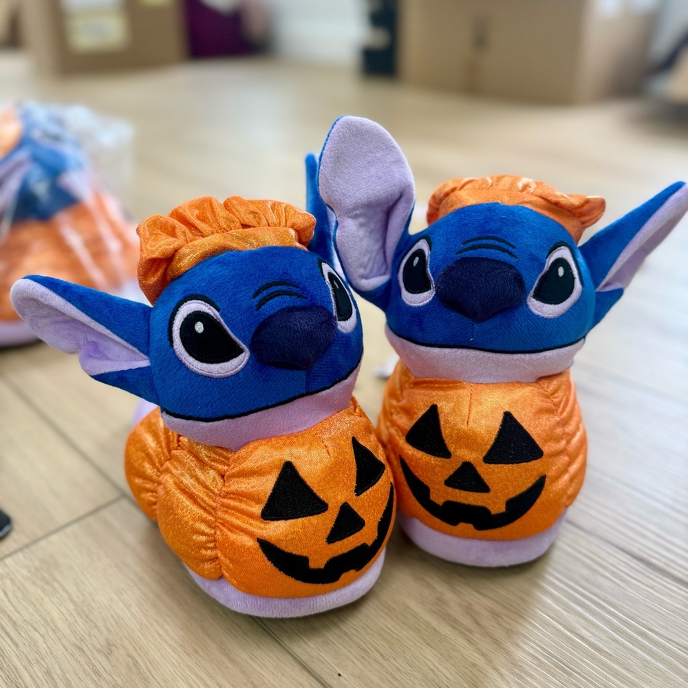 Stitch Pumpkin Halloween Plush Slippers